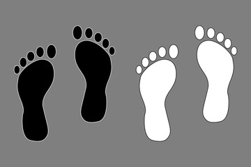 Fototapeta na wymiar Footprint black white outline icon