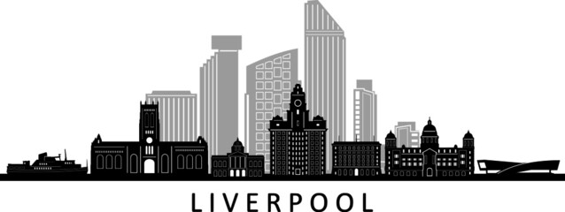 LIVERPOOL England United Kingdom City Skyline Vector
