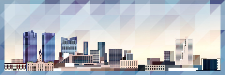 Fort Worth skyline vector colorful poster on beautiful triangular texture background