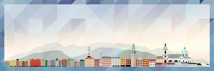 Obraz premium Innsbruck skyline vector colorful poster on triangular texture background