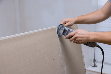 Angle hand electric power tools cut drywall sheet