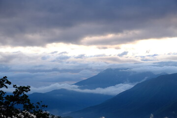 clouds over the mountains