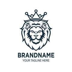 King Lion Logo. Animal Head Vector Icon Illustration Logo Template, Isolated on Premium Vector