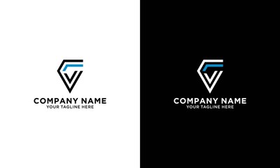 simple typography triangle fv vector logo