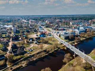 Fototapeta na wymiar City center of Valmiera in Latvia during sunny day