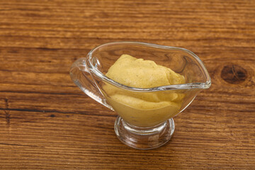 Dijon mustard sauce in the bowl