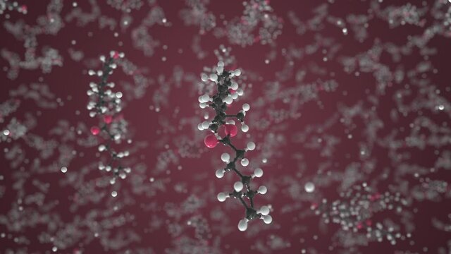 Estradiol cypionate molecule. Molecular model. Looping seamless 3d animation