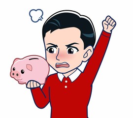 赤い服を着た若い男性