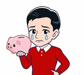 赤い服を着た若い男性