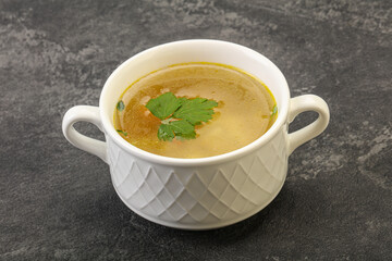 Tasty chicken soup with carrot