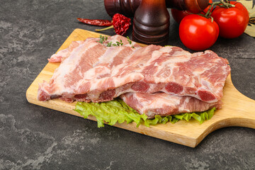 Raw pork ribs for cooking