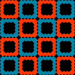 Checkered same orange and blue tiles. Vector and seamless.