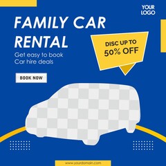 Rent car social media banner template, Perfect for social media post, background and web internet ads.	