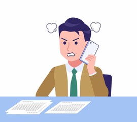 デスクワークする青年