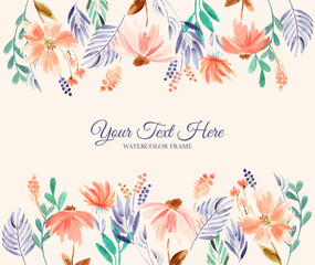 Hand painted watercolor of flower frame background
