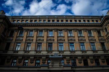 old house, photo below, sky in the background