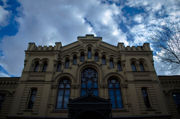 Fototapeta premium old house, photo below, sky in the background