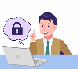 デスクワークする青年