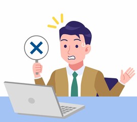 デスクワークする青年