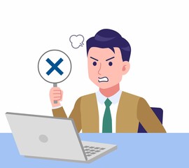 デスクワークする青年