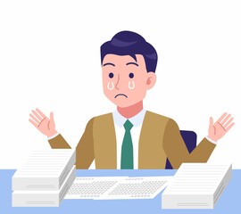 デスクワークする青年