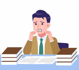 デスクワークする青年