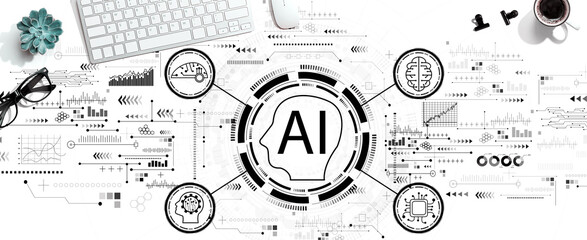 AI concept with a computer keyboard