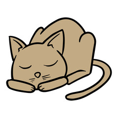 Hand drawn sleeping cat color vector illustration