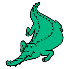 Hand drawn alligator color vector illustration