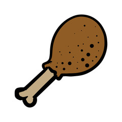 Hand drawn chicken drum stick color vector illustration