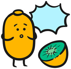 Kiwi characters drawing color vector illustration