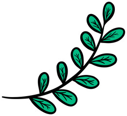 Leaves hand drawn illustration color vector illustration