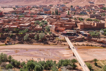 View from Ait Ben Haddou, fortified berber village, UNESCO world heritage site, Morocco