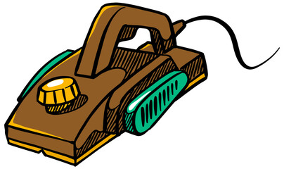 Electric hand planer icon  color vector illustration