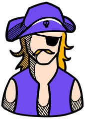 Pirate icon hand drawn color vector illustration