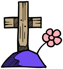 Tomb stone icon  style color vector illustration