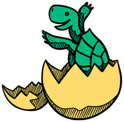 Tortoise hatching icon  style color vector illustration