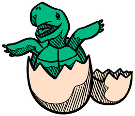 Tortoise hatching icon  style color vector illustration