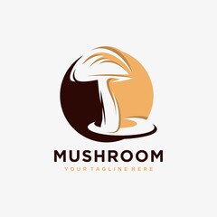 Mushroom Farming Logo vector simple modern agriculture organic food design template