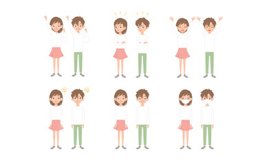 kid child expression vector illustration set