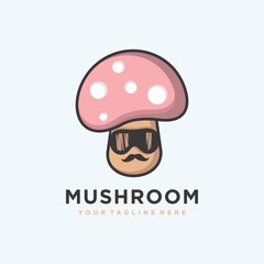 Mushroom Farming Logo vector simple modern agriculture organic food design template