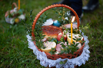 Easter basket before consecration..Christians around the world celebrate Easter to mark the resurrection of Jesus Christ from the dead and the foundation of the Christian faith.