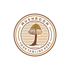 Mushroom Farming Logo vector simple modern agriculture organic food design template