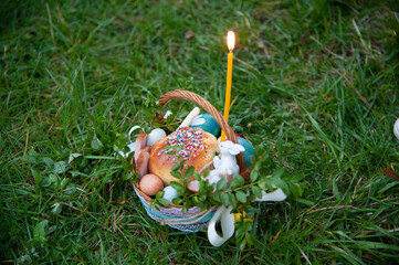 Easter basket before consecration..Christians around the world celebrate Easter to mark the resurrection of Jesus Christ from the dead and the foundation of the Christian faith.