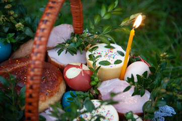 Easter basket before consecration..Christians around the world celebrate Easter to mark the resurrection of Jesus Christ from the dead and the foundation of the Christian faith.