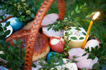 Easter basket before consecration..Christians around the world celebrate Easter to mark the resurrection of Jesus Christ from the dead and the foundation of the Christian faith.