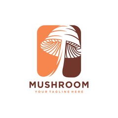 Mushroom Farming Logo vector simple modern agriculture organic food design template