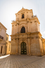 Architectural Sights of Miguel Angel Archangel Church (Chiesa San Michelangelo Arcangelo) in Scicli, Province of Ragusa, Sicily - Italy.