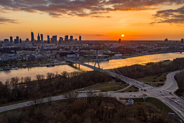 Warsaw during a beautiful sunset