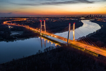 Siekierkowski Bridge just after sunset